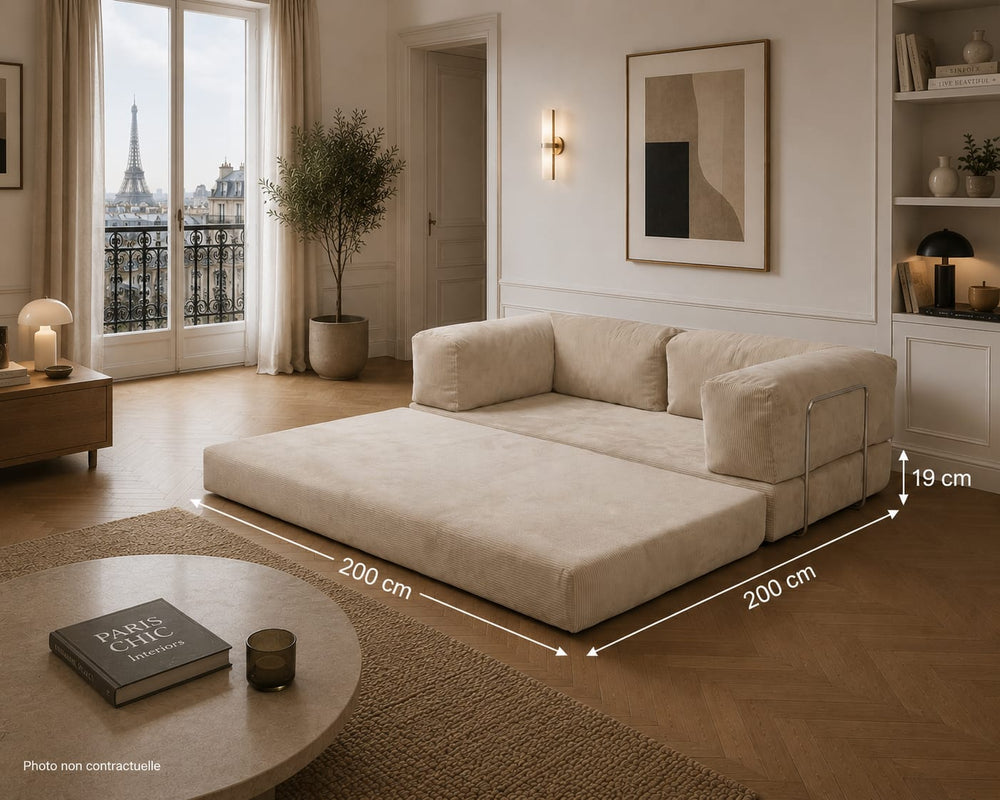 Lyzza Smart canapé modulable beige dans un salon parisien