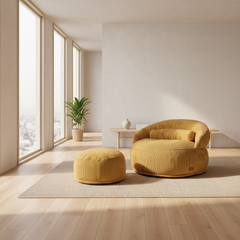 Pouf Lyzza Felix XL Moutarde
