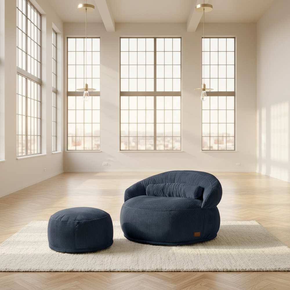 Pouf Lyzza Felix XL Bleu