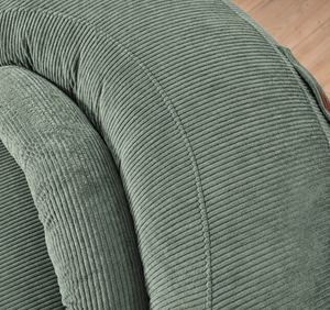 Pouf Lyzza Felix vert détail du tissu côtelé